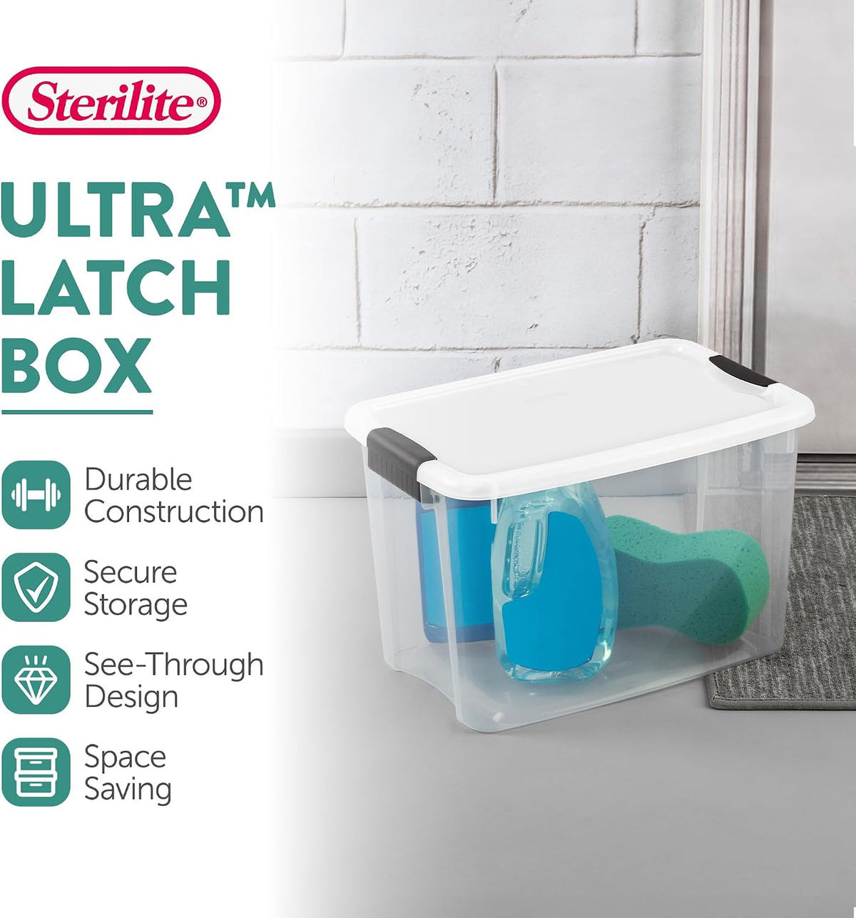 Ultra Latch Box with Lids for Home and Office, 18 Quart, 6-Pack | Heavy-Duty and Stackable Plastic Containers with Latches for Closet, Cabinet, Bedroom, Bathroom and Dorm Room Organization