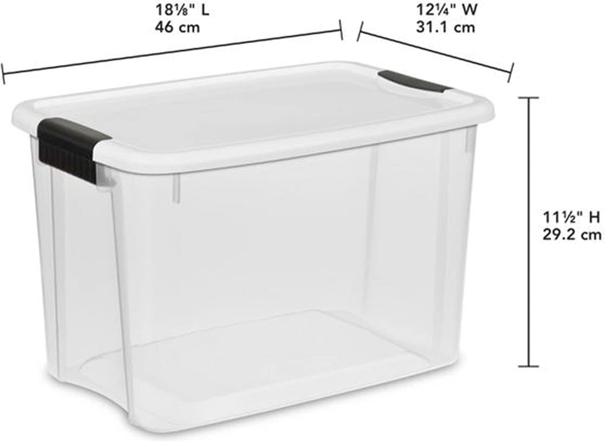 Ultra Latch Box with Lids for Home and Office, 18 Quart, 6-Pack | Heavy-Duty and Stackable Plastic Containers with Latches for Closet, Cabinet, Bedroom, Bathroom and Dorm Room Organization