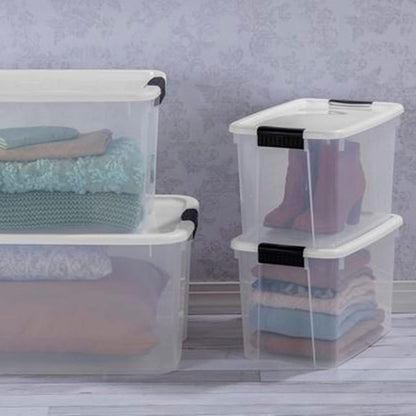 Ultra Latch Box with Lids for Home and Office, 18 Quart, 6-Pack | Heavy-Duty and Stackable Plastic Containers with Latches for Closet, Cabinet, Bedroom, Bathroom and Dorm Room Organization