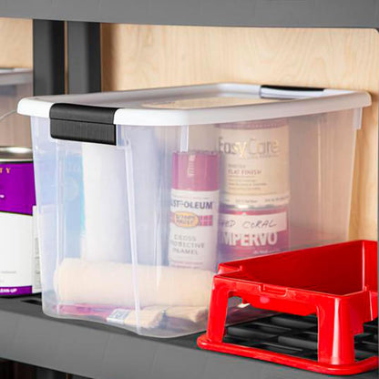 Ultra Latch Box with Lids for Home and Office, 18 Quart, 6-Pack | Heavy-Duty and Stackable Plastic Containers with Latches for Closet, Cabinet, Bedroom, Bathroom and Dorm Room Organization
