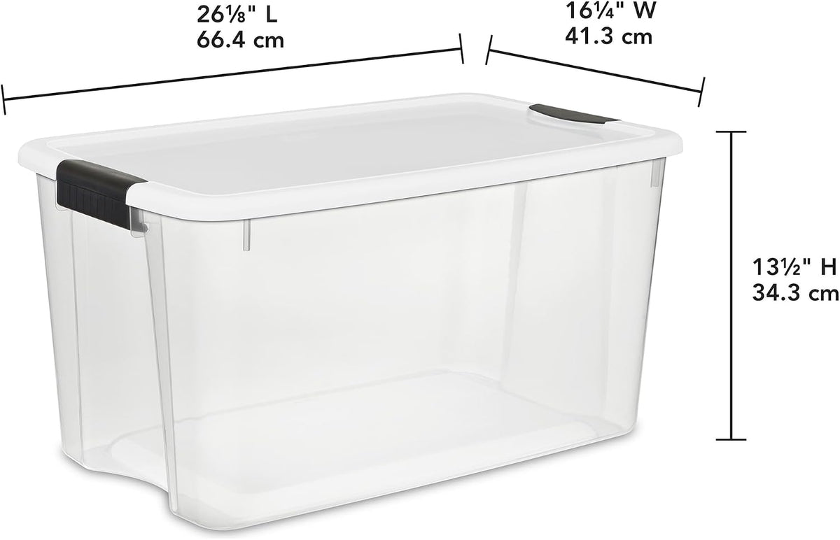Ultra Latch Box with Lids for Home and Office, 18 Quart, 6-Pack | Heavy-Duty and Stackable Plastic Containers with Latches for Closet, Cabinet, Bedroom, Bathroom and Dorm Room Organization