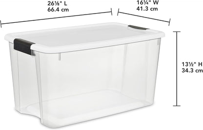 Ultra Latch Box with Lids for Home and Office, 18 Quart, 6-Pack | Heavy-Duty and Stackable Plastic Containers with Latches for Closet, Cabinet, Bedroom, Bathroom and Dorm Room Organization
