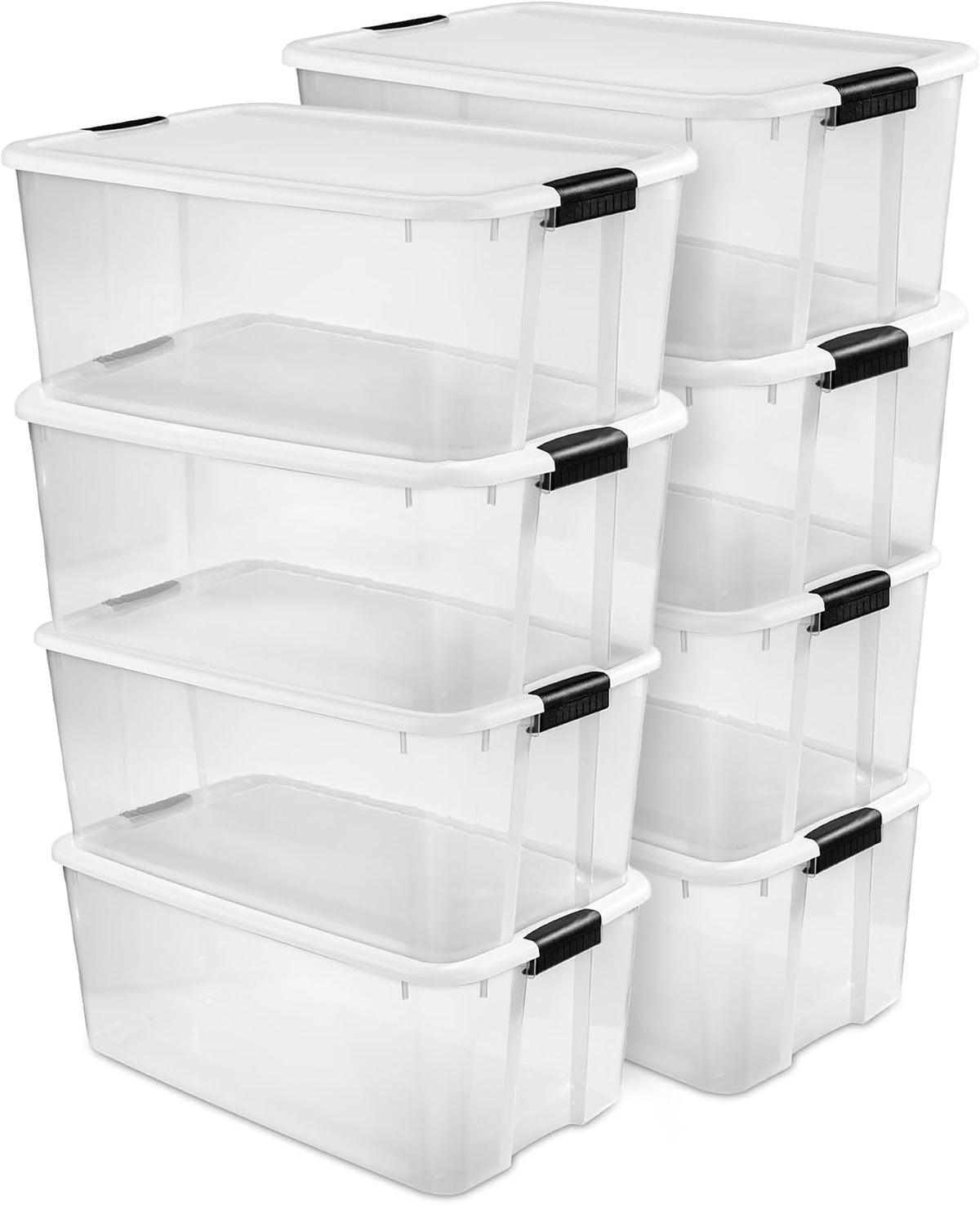 Ultra Latch Box with Lids for Home and Office, 18 Quart, 6-Pack | Heavy-Duty and Stackable Plastic Containers with Latches for Closet, Cabinet, Bedroom, Bathroom and Dorm Room Organization