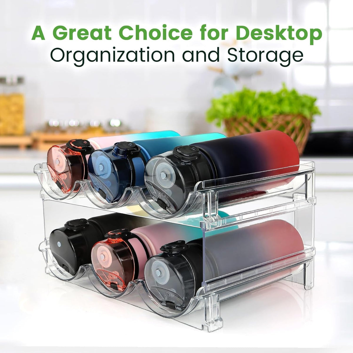 Water Bottle Organizer for Cabinet, Water Bottle Storage Organizer, Water Bottle Storage Rack, Water Bottle Holder for Cabinet, Stackable Water Bottle Storage Rack