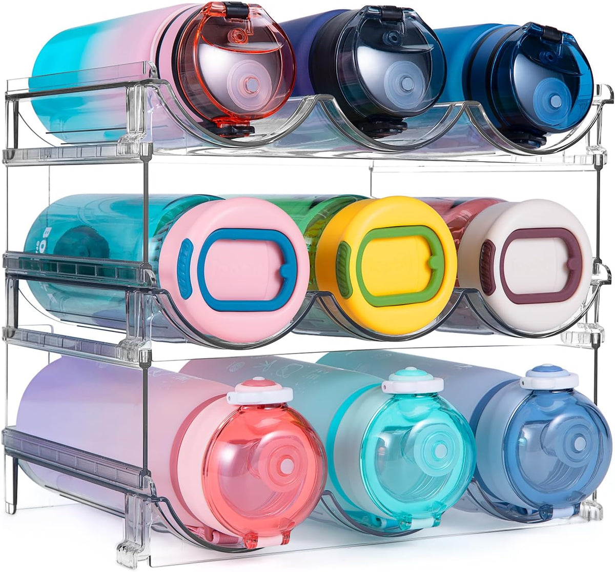 Water Bottle Organizer for Cabinet, Water Bottle Storage Organizer, Water Bottle Storage Rack, Water Bottle Holder for Cabinet, Stackable Water Bottle Storage Rack