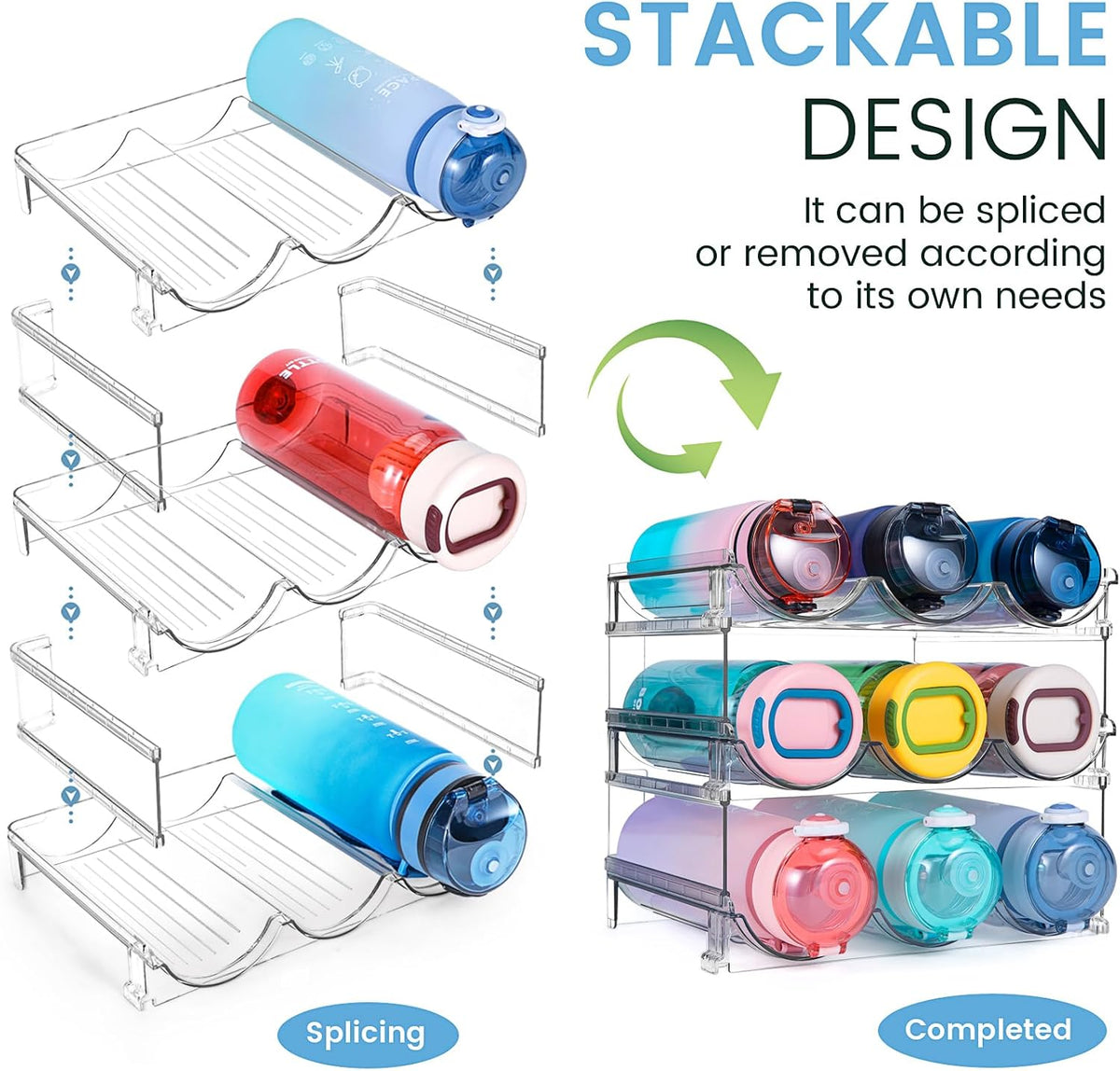 Water Bottle Organizer for Cabinet, Water Bottle Storage Organizer, Water Bottle Storage Rack, Water Bottle Holder for Cabinet, Stackable Water Bottle Storage Rack