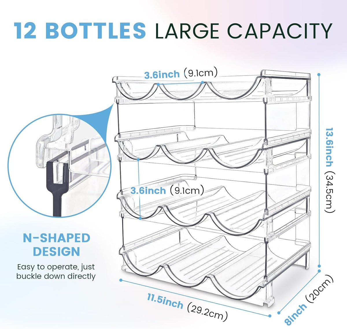Water Bottle Organizer for Cabinet, Water Bottle Storage Organizer, Water Bottle Storage Rack, Water Bottle Holder for Cabinet, Stackable Water Bottle Storage Rack