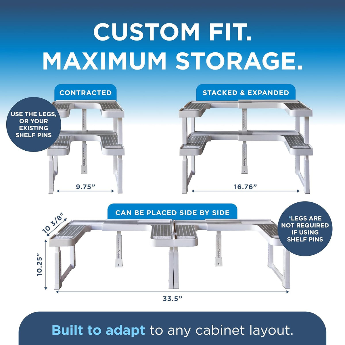 3.0 - Expandable 2 Tiered Spice Rack Organizer for Cabinet & Pantry - Kitchen Seasoning Organizer - Cabinet Spice Racks for Inside Cabinets ( Premium) - Home Organization