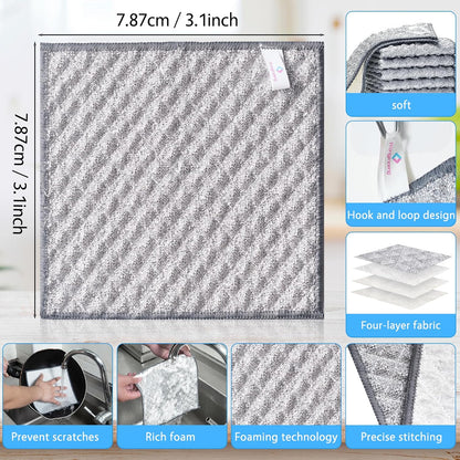 12PK 3-Layer Non-Scratch Wire Dishcloths, 7.87 x 7.87 in
