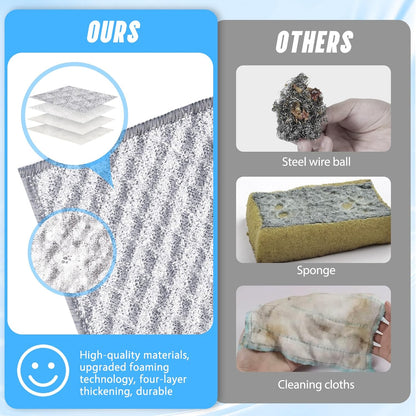 12PK 3-Layer Non-Scratch Wire Dishcloths, 7.87 x 7.87 in