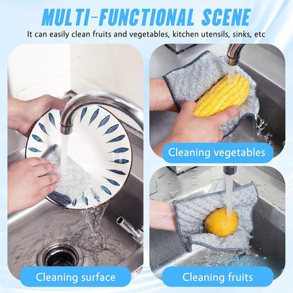12PK 3-Layer Non-Scratch Wire Dishcloths, 7.87 x 7.87 in