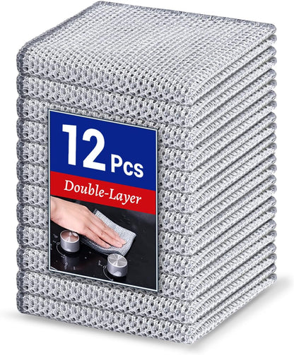 12PK 3-Layer Non-Scratch Wire Dishcloths, 7.87 x 7.87 in