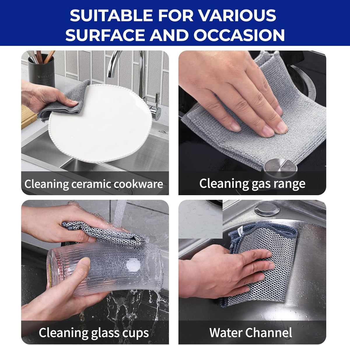 12PK 3-Layer Non-Scratch Wire Dishcloths, 7.87 x 7.87 in