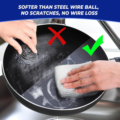 12PK 3-Layer Non-Scratch Wire Dishcloths, 7.87 x 7.87 in