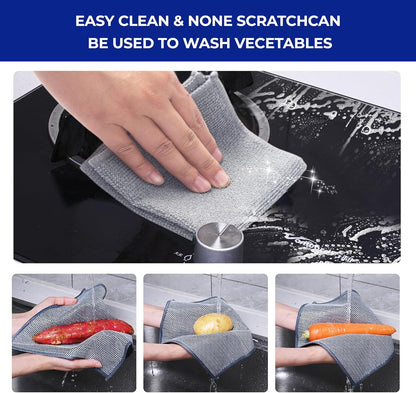 12PK 3-Layer Non-Scratch Wire Dishcloths, 7.87 x 7.87 in