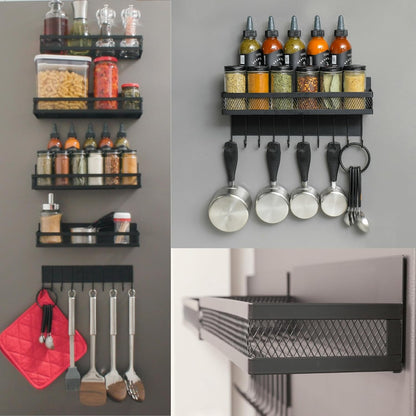 Spice Float Magnetic Spice Racks, Set of 4, Black
