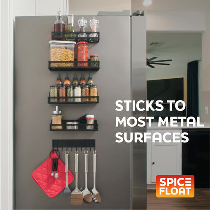 Spice Float Magnetic Spice Racks, Set of 4, Black