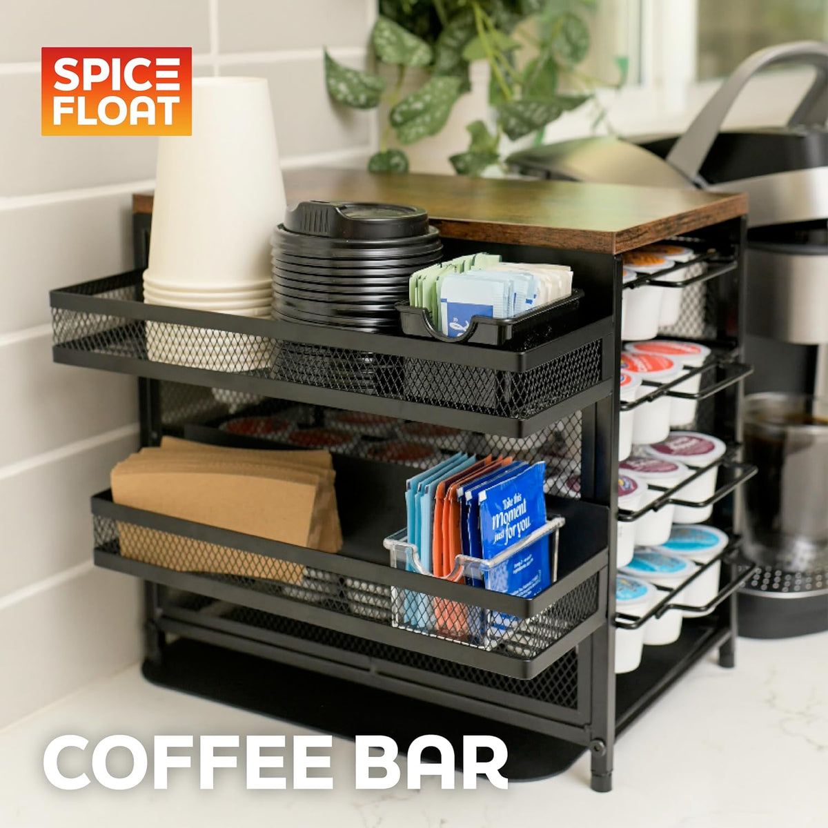 Spice Float Magnetic Spice Racks, Set of 4, Black