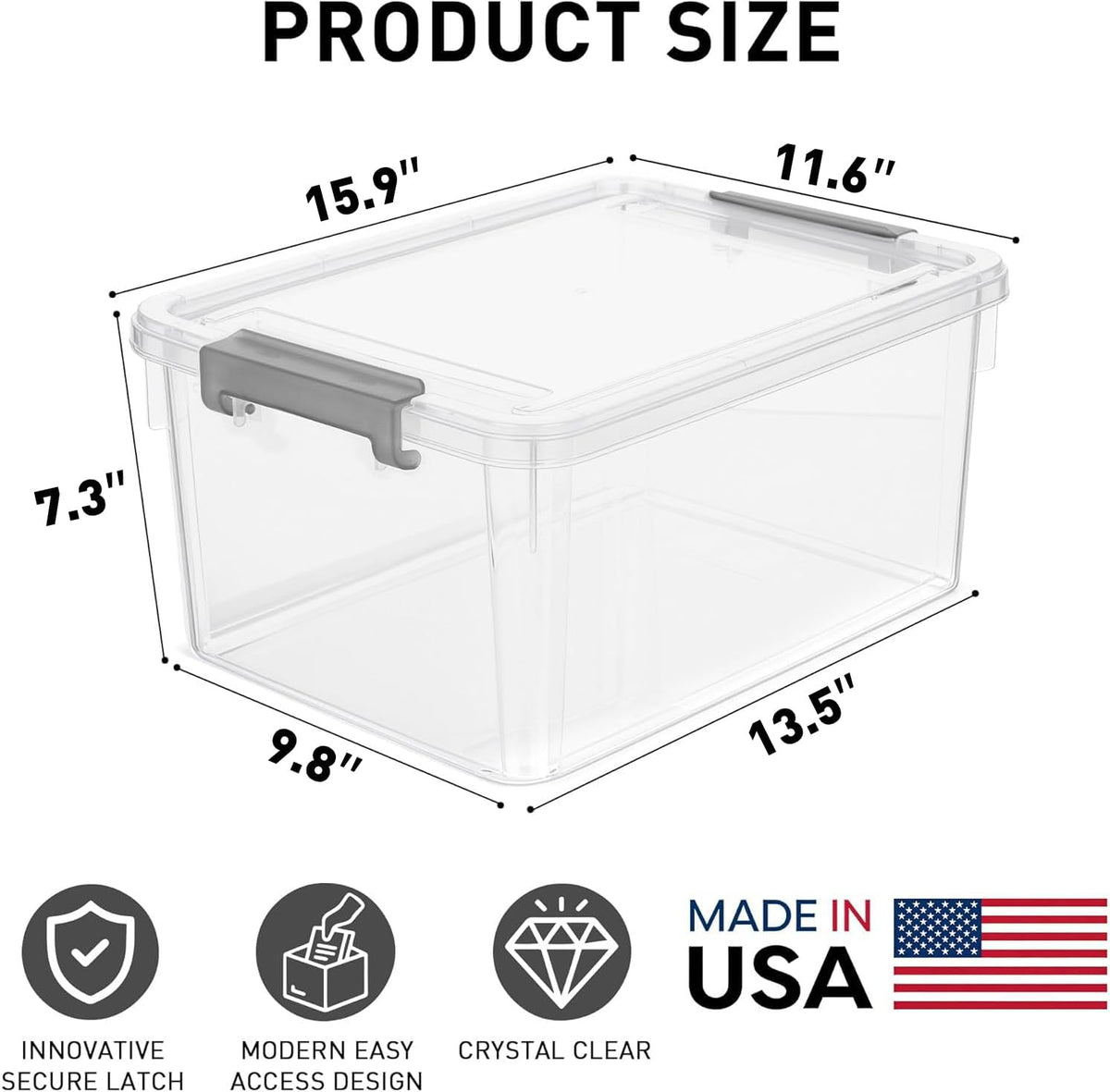 Citylife 17 QT Clear Storage Bins with Lids Plastic Storage Bins