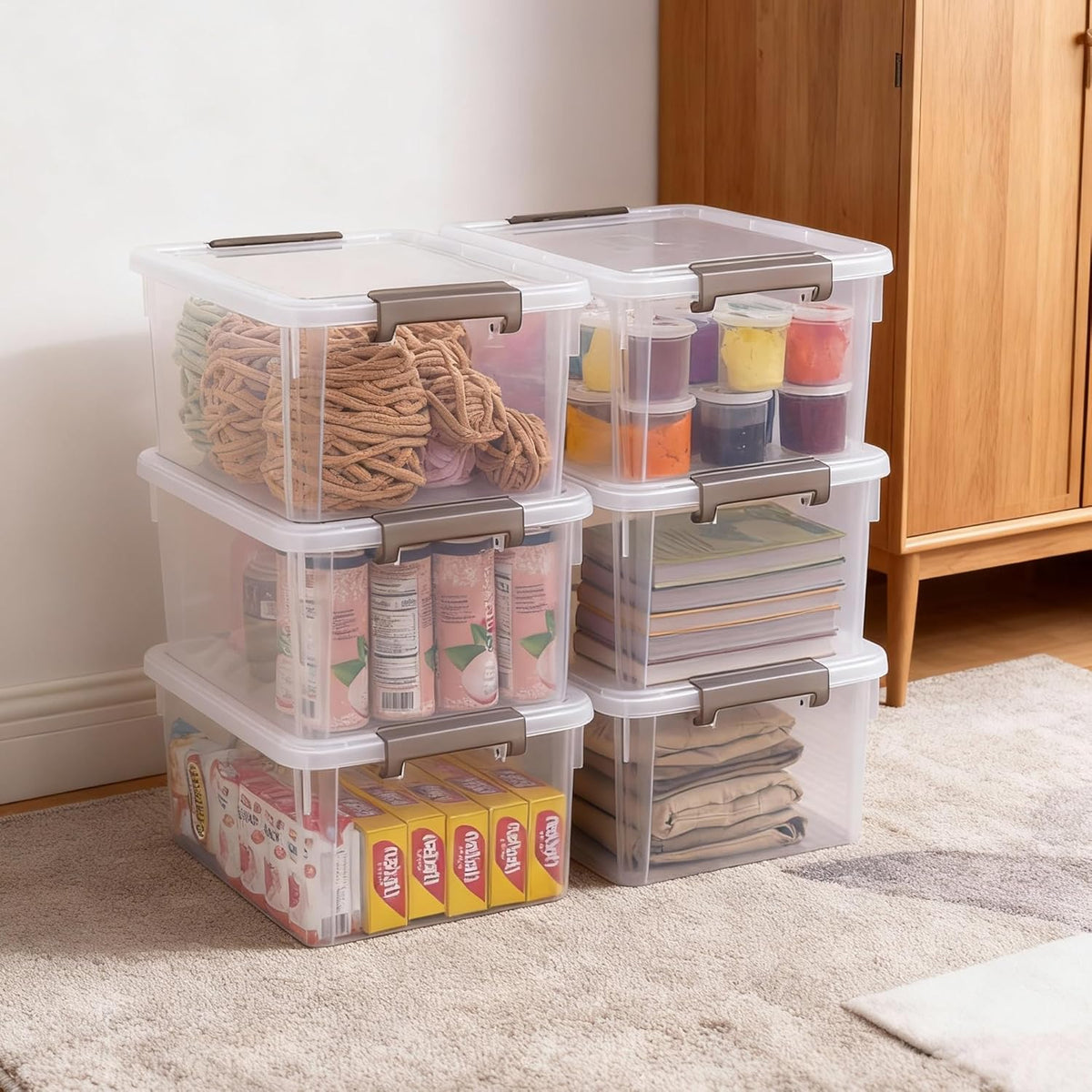 Citylife 17 QT Clear Storage Bins with Lids Plastic Storage Bins