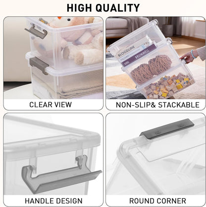 Citylife 17 QT Clear Storage Bins with Lids Plastic Storage Bins