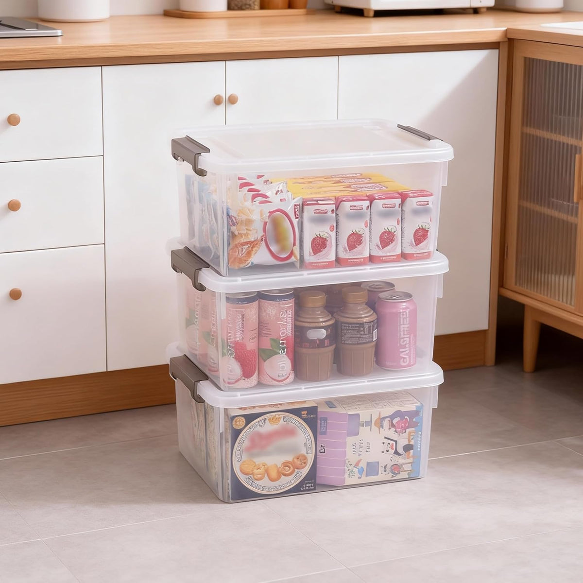 Citylife 17 QT Clear Storage Bins with Lids Plastic Storage Bins