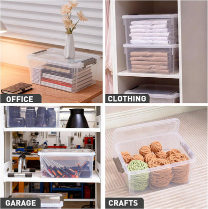 Citylife 17 QT Clear Storage Bins with Lids Plastic Storage Bins