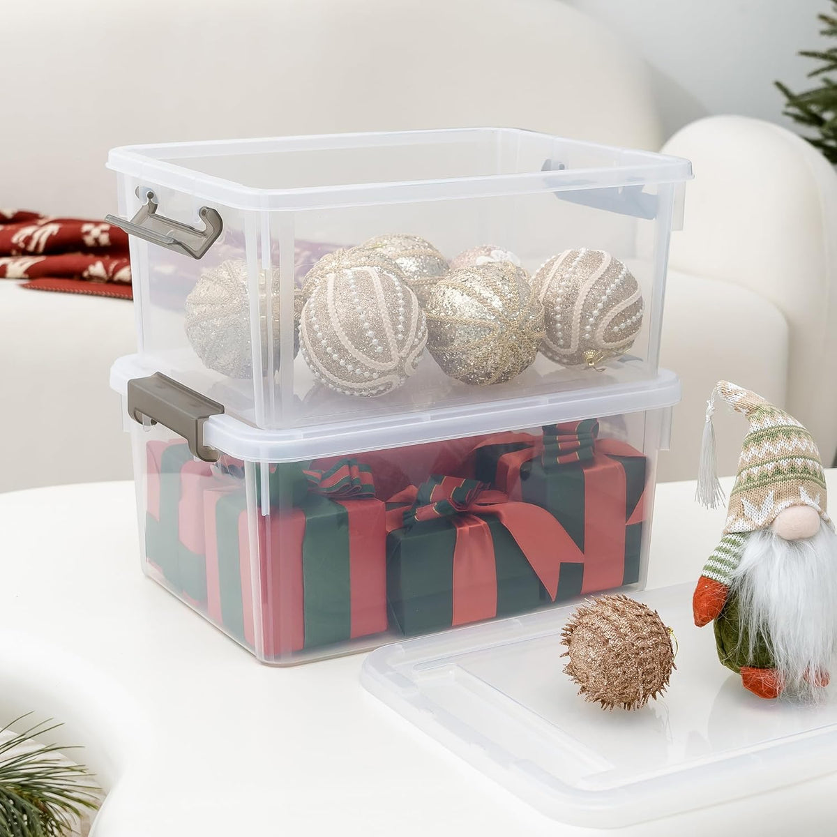 Citylife 17 QT Clear Storage Bins with Lids Plastic Storage Bins