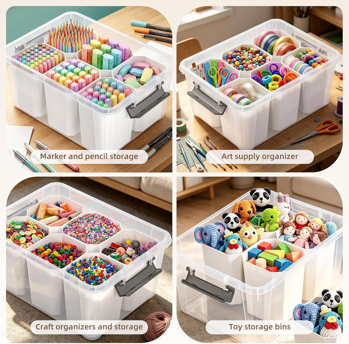 Citylife 17 QT Clear Storage Bins with Lids Plastic Storage Bins