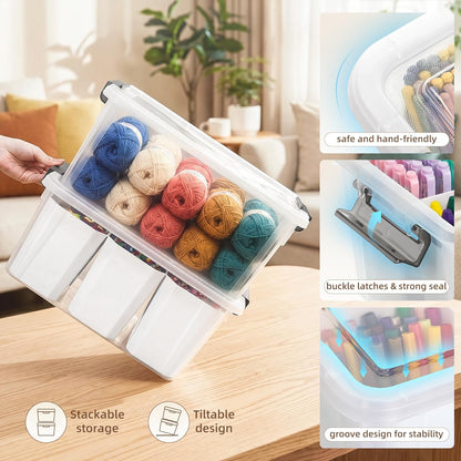 Citylife 17 QT Clear Storage Bins with Lids Plastic Storage Bins