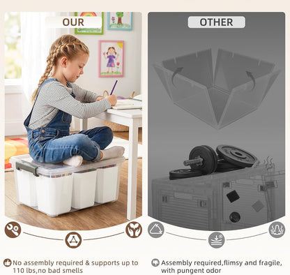 Citylife 17 QT Clear Storage Bins with Lids Plastic Storage Bins