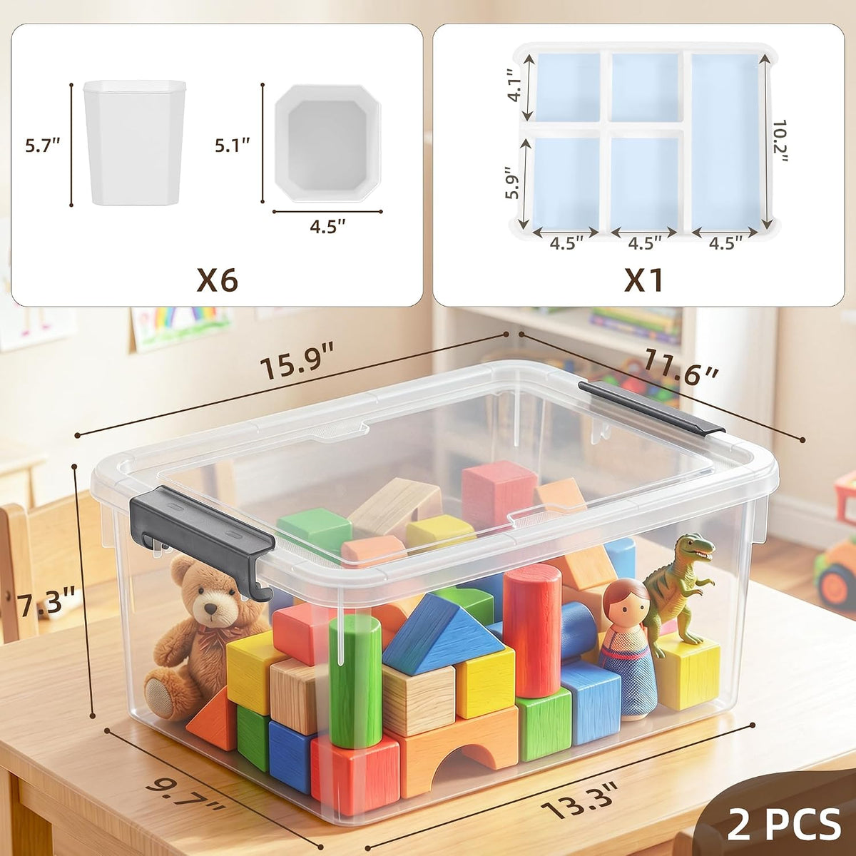 Citylife 17 QT Clear Storage Bins with Lids Plastic Storage Bins