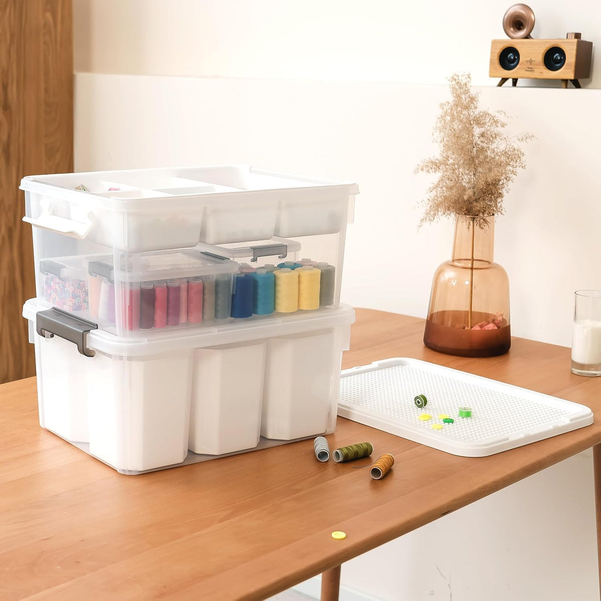 Citylife 17 QT Clear Storage Bins with Lids Plastic Storage Bins