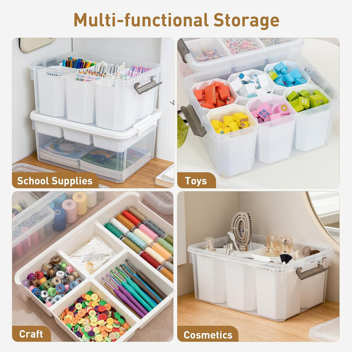 Citylife 17 QT Clear Storage Bins with Lids Plastic Storage Bins