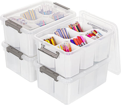 Citylife 17 QT Clear Storage Bins with Lids Plastic Storage Bins