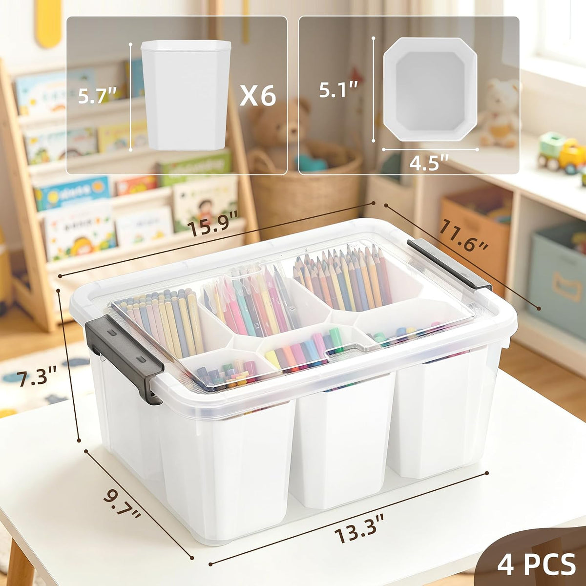 Citylife 17 QT Clear Storage Bins with Lids Plastic Storage Bins