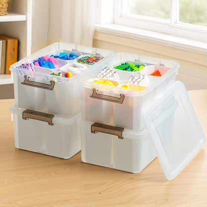 Citylife 17 QT Clear Storage Bins with Lids Plastic Storage Bins