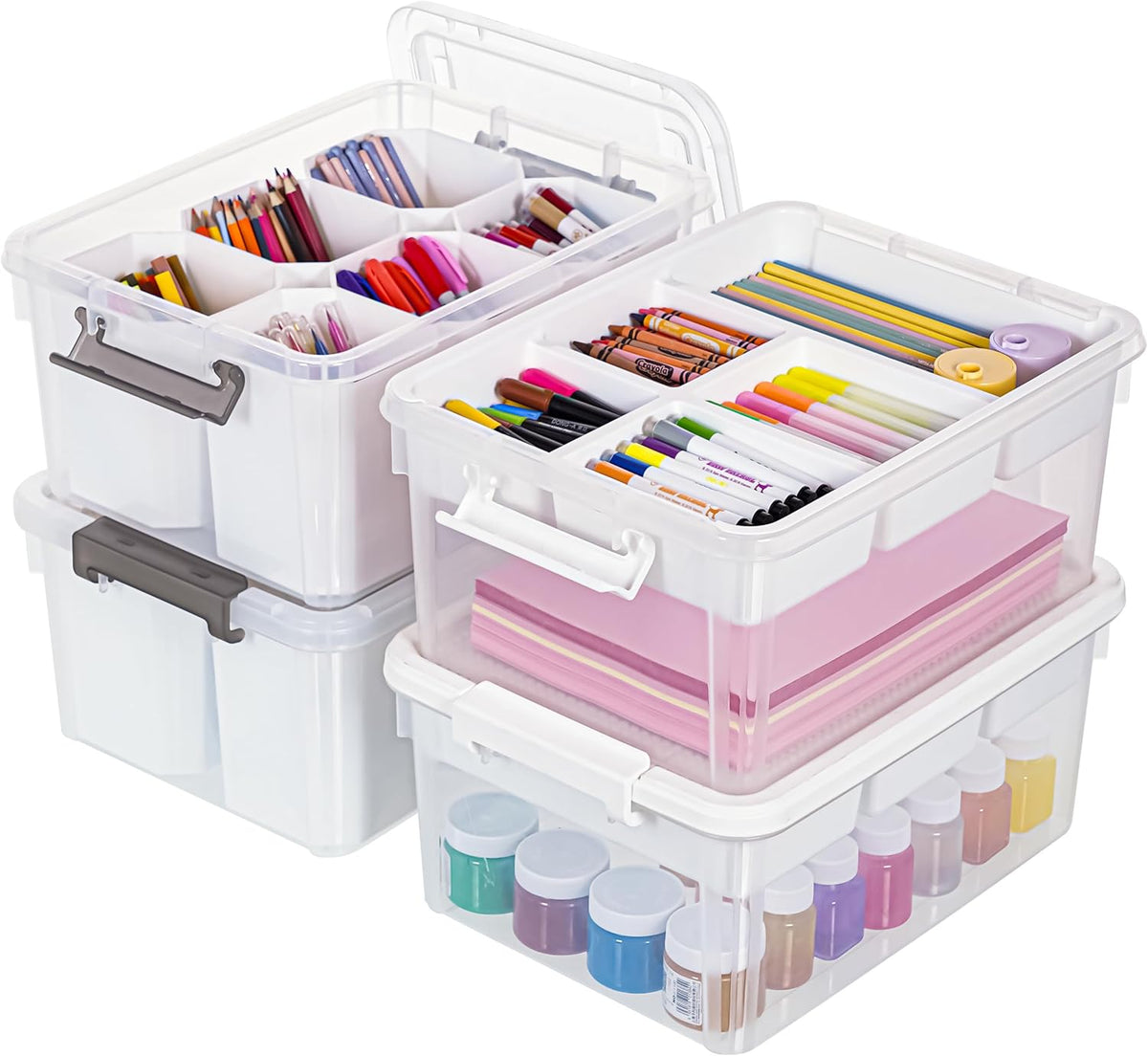 Citylife 17 QT Clear Storage Bins with Lids Plastic Storage Bins
