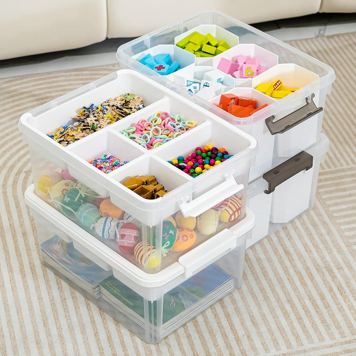 Citylife 17 QT Clear Storage Bins with Lids Plastic Storage Bins