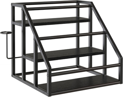 Coffee Syrup Rack Organizer, 3 Tier Countertop Storage Shelves, Kitchen Storage, 12 Syrup Bottle Stand Holder for Wine, Liquor, Kitchen Coffee Station Organizer Rack, 13.8"x13.4"x13.0", Rustic Brown