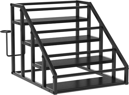 Coffee Syrup Rack Organizer, 3 Tier Countertop Storage Shelves, Kitchen Storage, 12 Syrup Bottle Stand Holder for Wine, Liquor, Kitchen Coffee Station Organizer Rack, 13.8"x13.4"x13.0", Rustic Brown