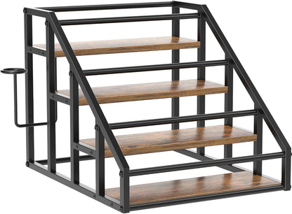 Coffee Syrup Rack Organizer, 3 Tier Countertop Storage Shelves, Kitchen Storage, 12 Syrup Bottle Stand Holder for Wine, Liquor, Kitchen Coffee Station Organizer Rack, 13.8"x13.4"x13.0", Rustic Brown