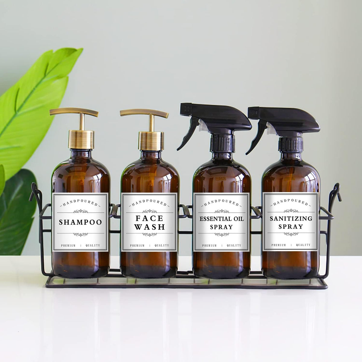 White Waterproof Soap Labels for Plastic/Glass Bottles, Bathroom/Kitchen Hand Soap Dispenser Label Stickers, Removable Cleaning Bottle Labels for Soap, Lotion, Shampoo Conditioner, 12Pack (Black)
