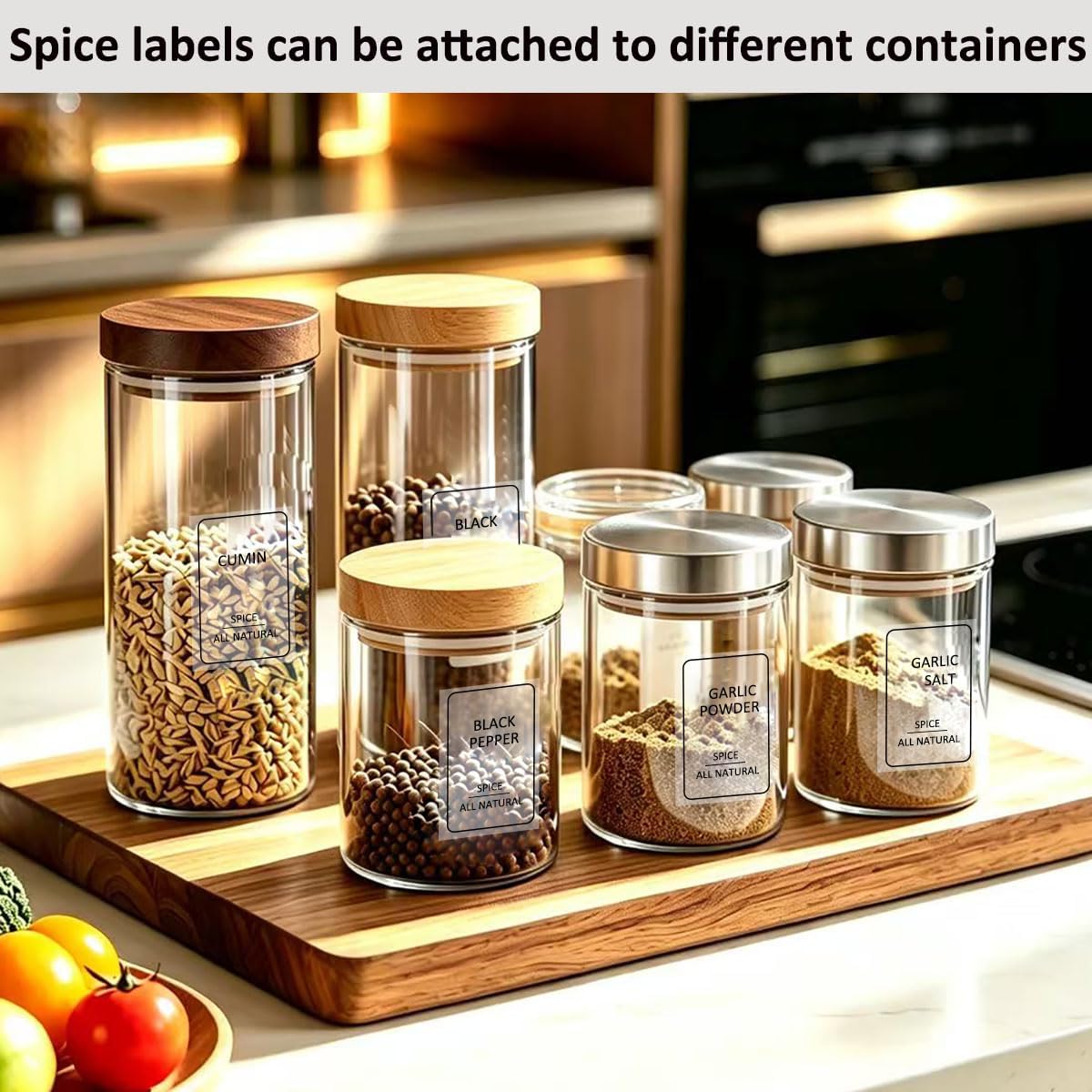 256 Spice Labels Minimalist Waterproof Spice Jar Stickers Removable Oil-Resistant Preprinted Spice with Blank Label for Kitchen Herb & Seasoning Labels Food Containers Organizers Storage Bins