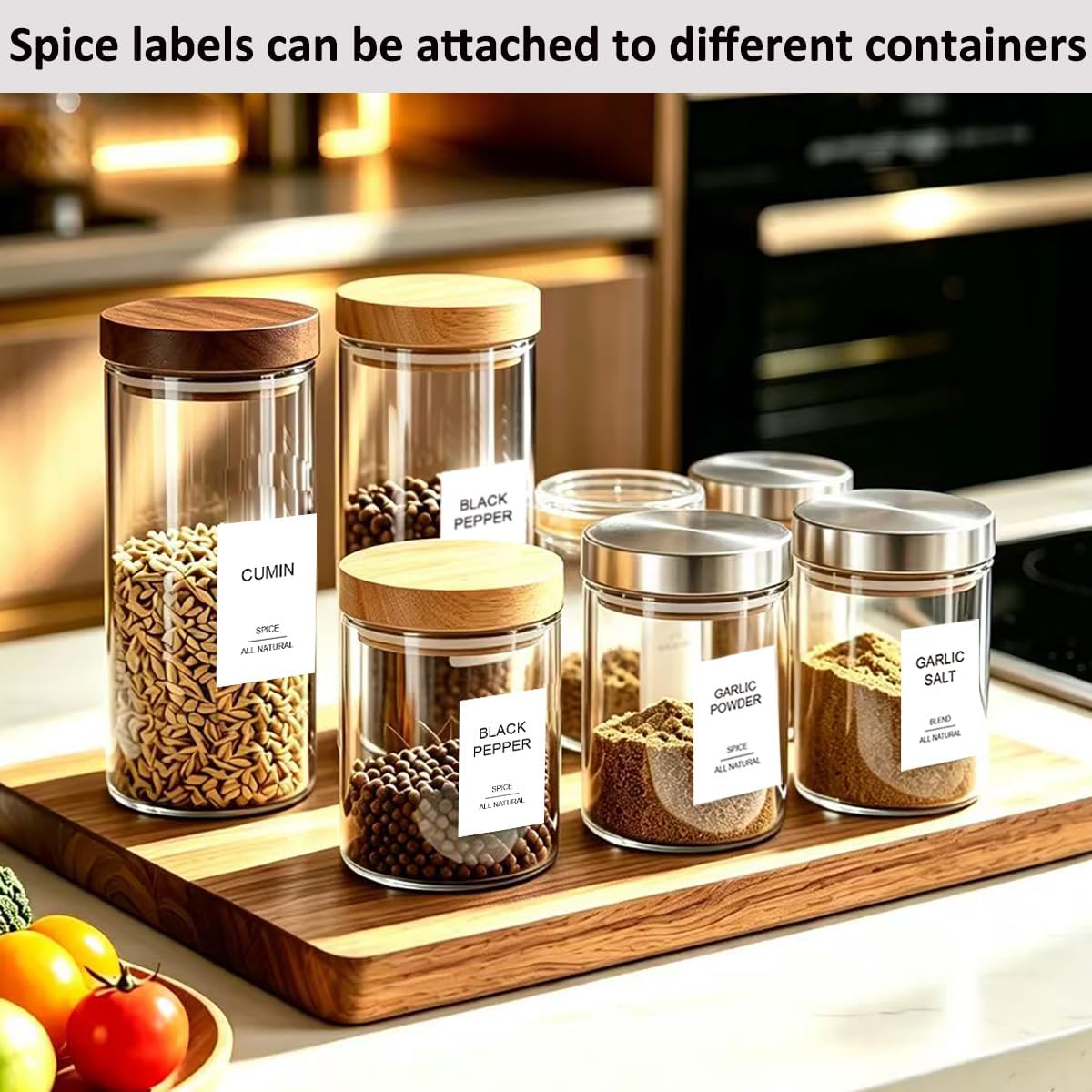 256 Spice Labels Minimalist Waterproof Spice Jar Stickers Removable Oil-Resistant Preprinted Spice with Blank Label for Kitchen Herb & Seasoning Labels Food Containers Organizers Storage Bins
