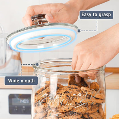 1 Gallon Glass Cookie Jar with Airtight Lid | Silicone Seal Keeps Food Fresh, Large Capacity, Wide Mouth for Easy Access to Candy, Sourdough Starter, Dog Treat, Herb