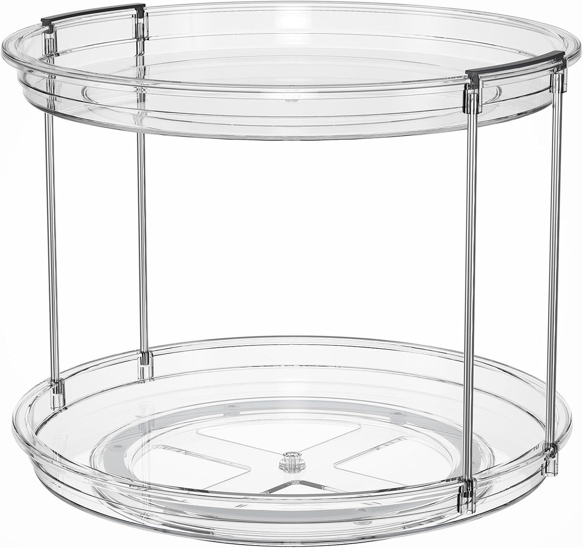 LAMU 2 Tier Lazy Susan Turntable Organizer 9.25'' Rotating Spice Rack Organization for Cabinet, Kitchen, Pantry, Countertop, Bathroom, Vanity, Medicine Cabinet Organizer, Clear