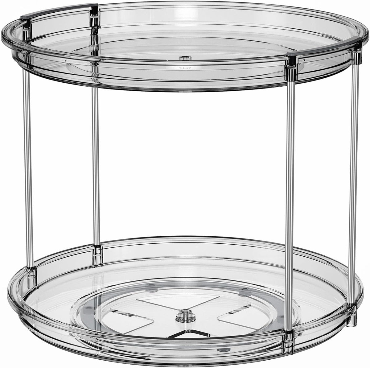 LAMU 2 Tier Lazy Susan Turntable Organizer 9.25'' Rotating Spice Rack Organization for Cabinet, Kitchen, Pantry, Countertop, Bathroom, Vanity, Medicine Cabinet Organizer, Clear