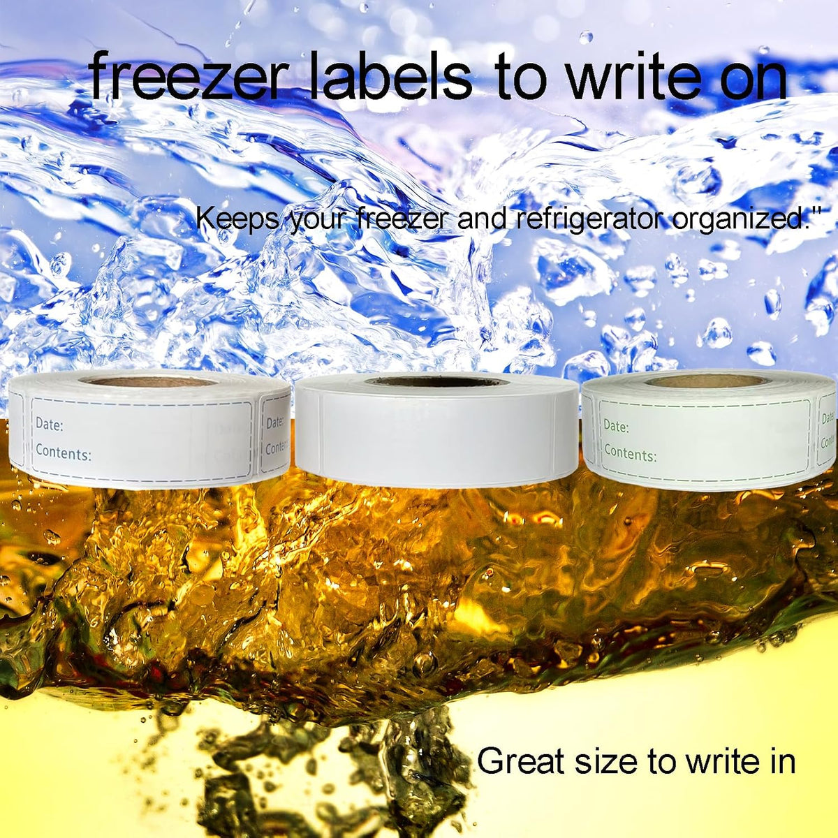 Freezer Labels,1x3 inch for Food containers,Food Labels Quick and Easy to Remove- Easy to Write on(Black)