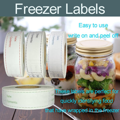 Freezer Labels,1x3 inch for Food containers,Food Labels Quick and Easy to Remove- Easy to Write on(Black)